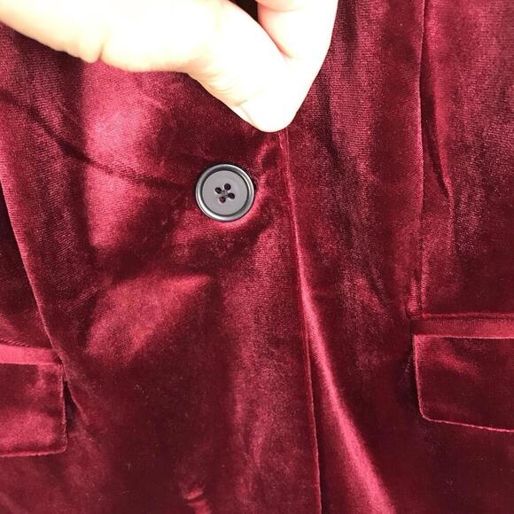 Blank NYC Blazer Womens M Velvet Burgundy One Button Holiday Formal Soft - Picture 8 of 11